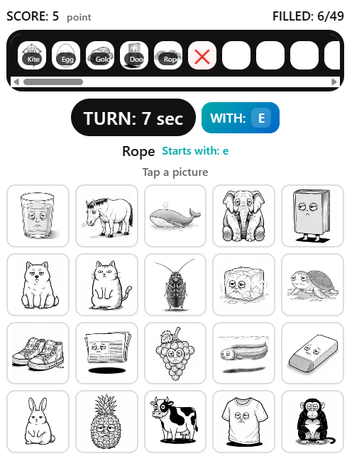 English Word Chain Art プレイ画面